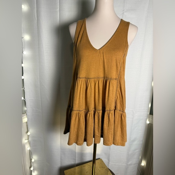 Anthropologie Tops - Anthropologie Mustard Tiered Tank Top